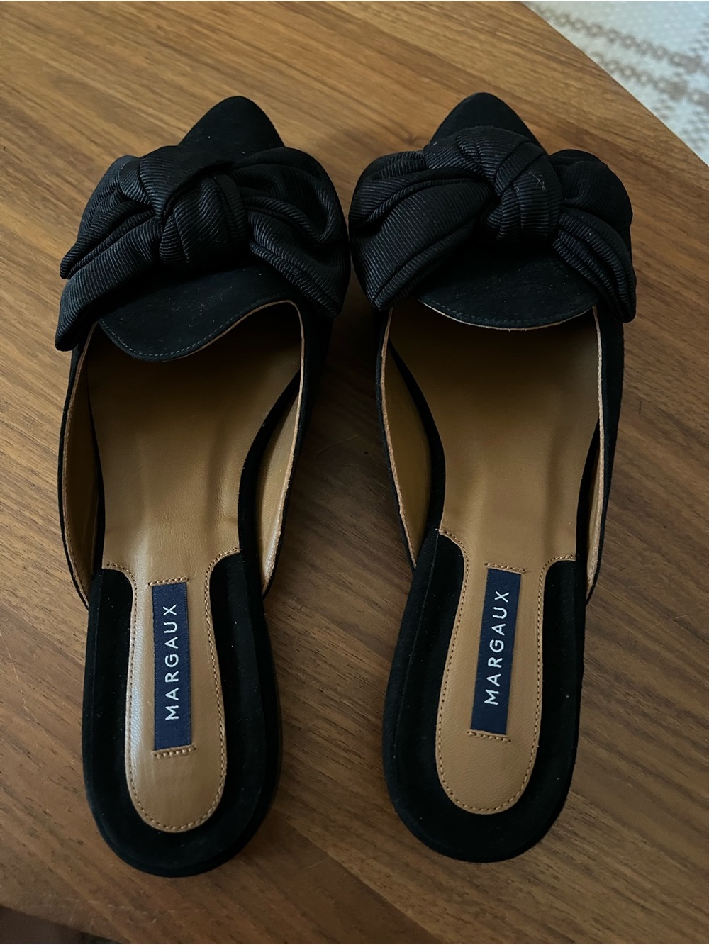 Margaux The Mule In Black Suede with A Bow Detail Handmade In Spain 41.5